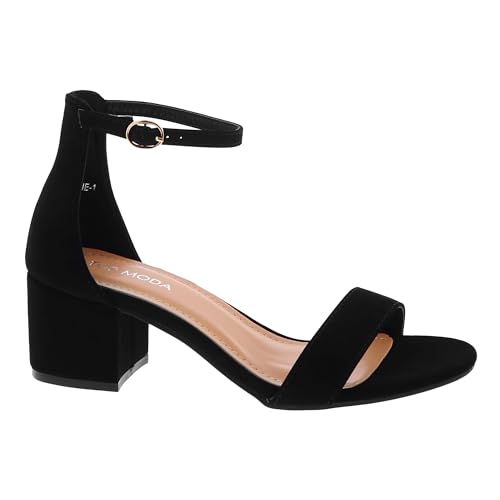 TOP Moda Darcie-1 Heeled Sandals — Black Nubuck