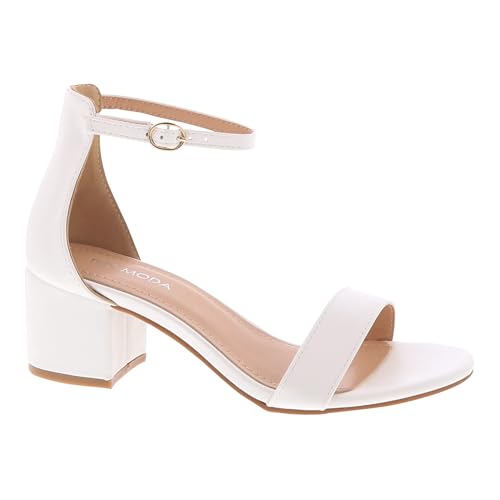 TOP Moda Darcie-1 Heeled Sandals — White PU