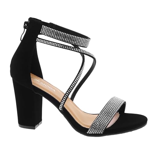 TOP Moda Rosa-66 Heeled Sandals — Black Nubuck