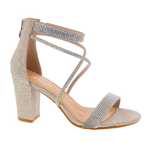 TOP Moda Rosa-66 Heeled Sandals — Champagne Glitter