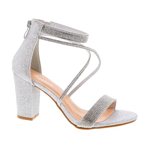 TOP Moda Rosa-66 Heeled Sandals — Silver Glitter